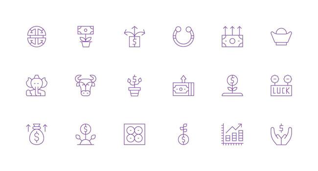 Minimal Line Icons from Prosperity Set with 18 Vectors Functional Icon Series