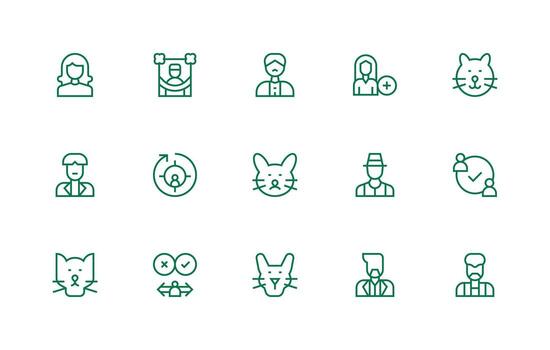 15 perfil íconos en regular línea estético multi-estilo íconos para creativo proyectos vector