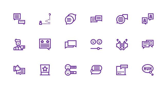 Feedback Form Visual Pack containing 18 Strong Stroke Line Icons Icon Pack for UI vector