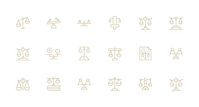 Minimal Line Icons from Fairness Set with 18 Vectors Essential Icons for Rapid UI Building