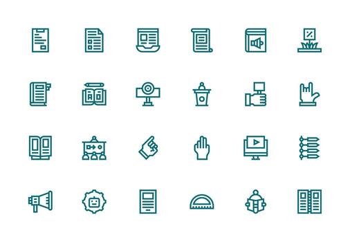 grueso línea línea íconos desde instrucción conjunto con 24 vectores detallado icono colección para diseño sistemas