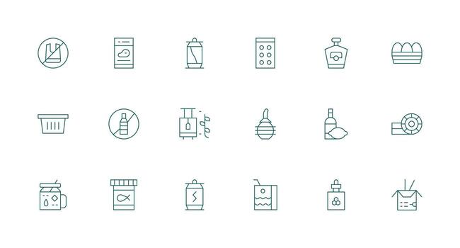 18 Packaging Icons in Minimal Line Aesthetic Neatly Designed Icons for Web Platforms vector