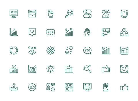 35 Icons for Positive in Regular Clean Line Format Interface Icons for Daily Use vector