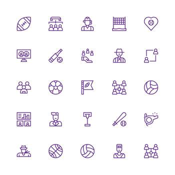 Team Icon Set with 25 Medium Stroke Outline Graphics Functional Icon Series vector