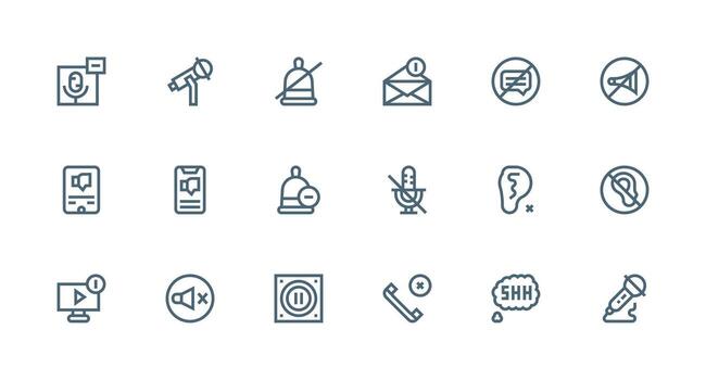 Mute Icon Set with 18 Strong Stroke Line Graphics Pixel Perfect Icon Set vector