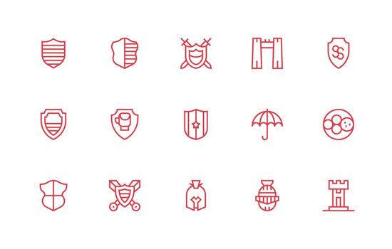 Defense Mechanism Icon Set with 15 Regular Line Graphics Professional Icon Set vector