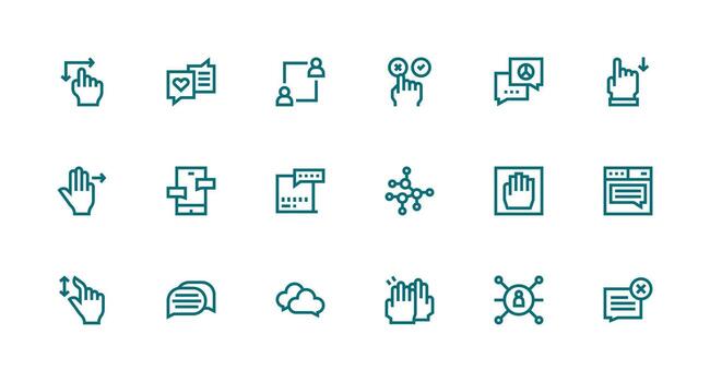 18 Strong Stroke Line Style Icons from Interaction Collection Lightweight Icon Series for Fast Prototypes vector