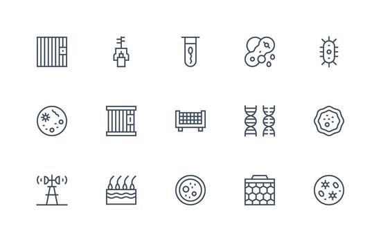 Cell featuring 15 Icons in Regular Line Design Layout Icon Collection vector