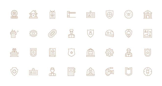 Security Design Icons featuring 32 in Thin Line Style Core Icon Collection for Daily Tasks vector