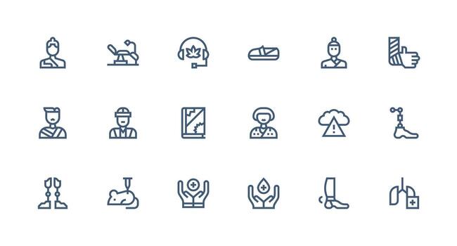 18 Strong Stroke Line Vectors for Recovery Theme Core Icon Collection for Daily Tasks