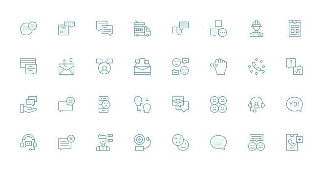 Response Design Icons featuring 32 in Thin Line Style UI Icon Set vector