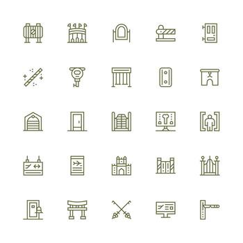 25 Medium Stroke Outline Designs for Gate Icons Simple Icons for Interface and Wireframes vector