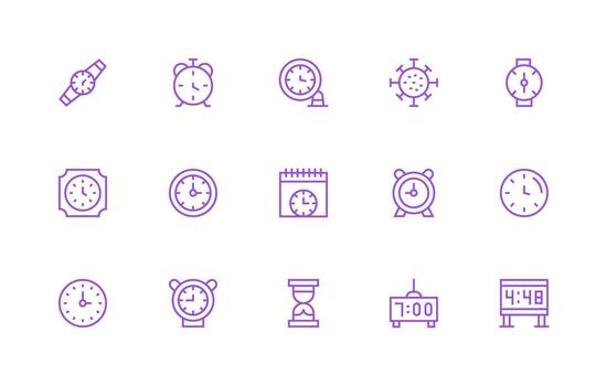 15 Icons for Minute in Regular Line Format Core Icon Collection for Daily Tasks vector