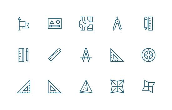 regular línea íconos desde geometría conjunto con 15 vectores compacto icono paquete