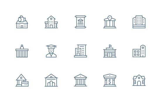 15 Regular Line Vectors for Institution Theme High-Resolution Icons for Any Platform