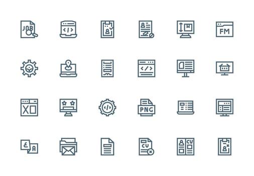 Thick Line Line Style Application Icons with 24 Vectors Minimal Icon Set for Interface Projects