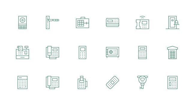 18 íconos para teclado en mínimo línea formato aplicación icono paquete vector