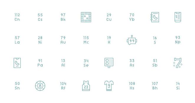 Number Icon Collection with 32 Thin Line Designs Interface Icons for Daily Use vector