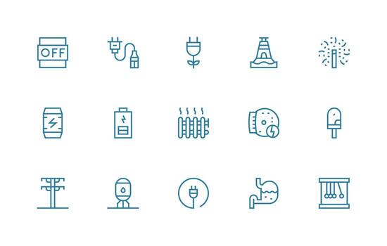 Energy Icon Set with 15 Regular Line Graphics Multi-Purpose Icon Set vector