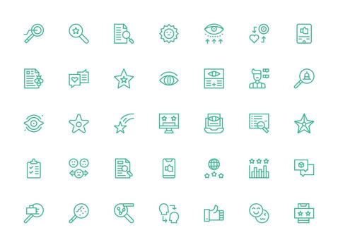 Regular Clean Line Icons from Review Set with 35 Vectors Optimized Icon Pack for Digital Products