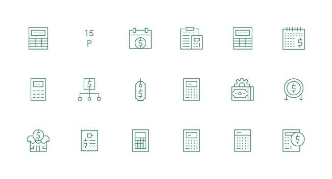18 íconos para costo en mínimo línea formato listo para la interfaz de usuario icono colección vector