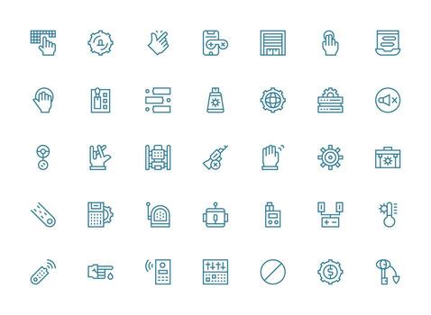Control featuring 35 Icons in Regular Clean Line Design Design Ready Icon Set for Teams vector