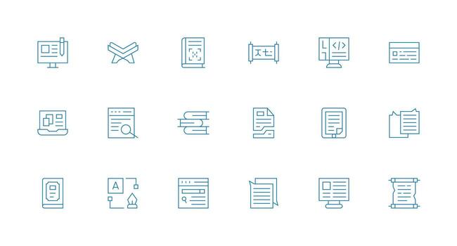 18 mínimo línea vectores para texto tema icono conjunto para proyectos