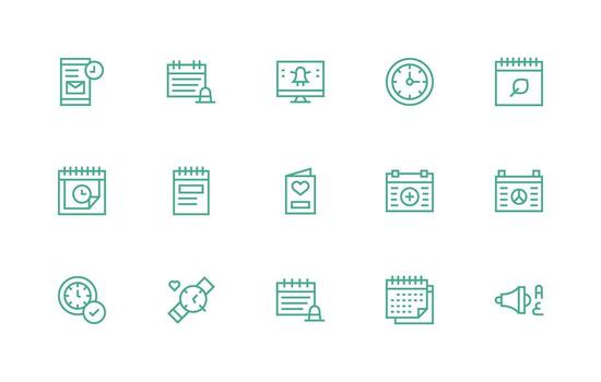 recordatorio conjunto con 15 regular línea íconos interfaz íconos para diario utilizar vector