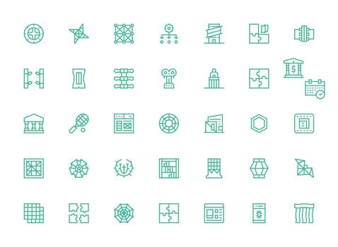 Framework Icon Set with 35 Regular Clean Line Graphics Simple Icon Pack vector