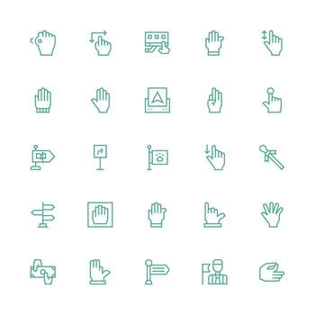 puntero presentando 25 íconos en medio carrera contorno diseño compacto icono conjunto vector