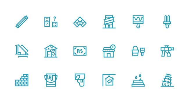 Renovation Set with 18 Strong Stroke Line Icons Clean Icon Set Icon Pack for UI Projects vector