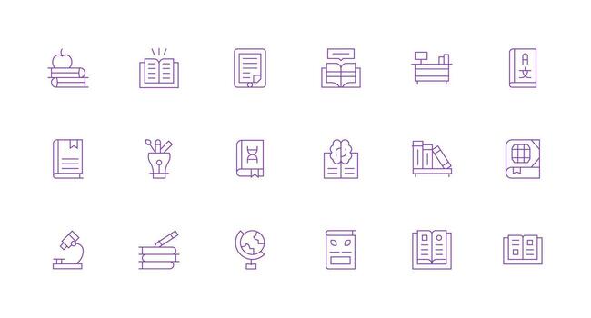 Study Design Icons featuring 18 in Minimal Line Style Editable Icon Collection vector