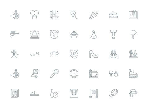 Fun Design Icons featuring 35 in Light Line Style Scalable Icons for All Themes vector