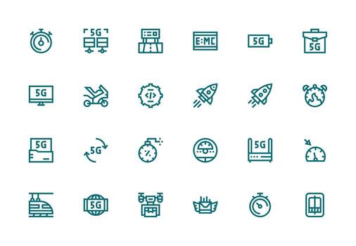 velocidad diseño íconos presentando 24 en grueso línea línea estilo rápido acceso íconos para ui desarrollo vector