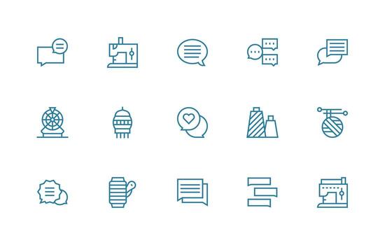 15 íconos para hilo en regular línea formato ui y ux enfocado icono colección vector