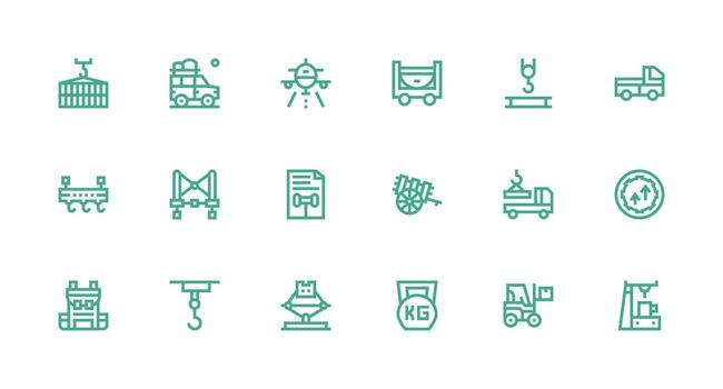 Load Design Icons featuring 18 in Strong Stroke Line Style Multi-Purpose Icon Set vector