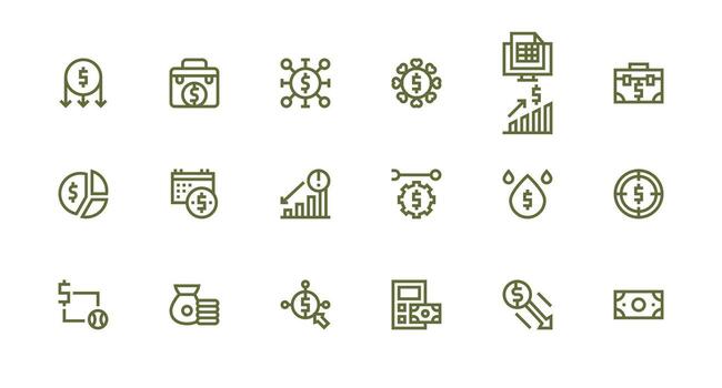 18 Strong Stroke Line Style Icons from Revenue Collection Clean Icon Set Icon Pack for UI Projects vector