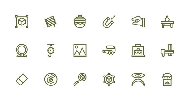 18 Strong Stroke Line Vectors for Object Theme Reusable Icon Set