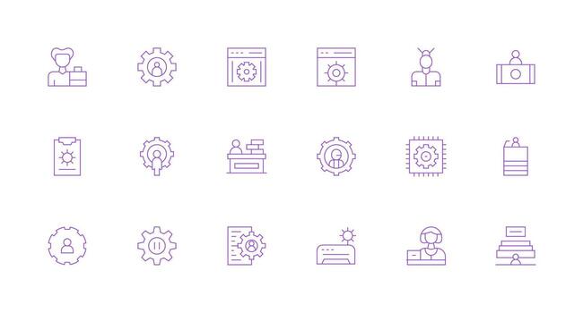 administración diseño íconos presentando 18 en mínimo línea estilo digital producto íconos para rápido entrega vector