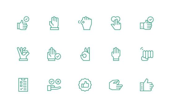 Confirm Icon Set with 15 Regular Line Graphics Full Icon Library for UI Designers vector