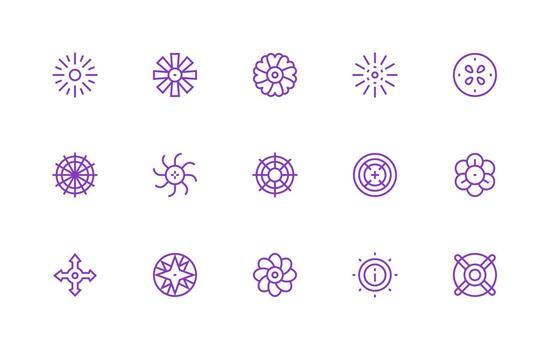 Radial Design Icons featuring 15 in Regular Line Style Versatile Icon Collection for Designers vector