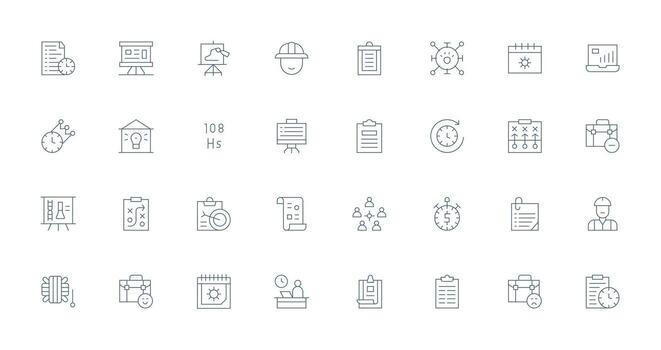 proyecto icono colección con 32 Delgado línea diseños de confianza íconos para todas interfaces vector