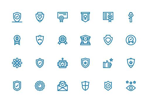 Trustworthy Visual Pack containing 24 Thick Line Line Icons Quick Access Icons for UI Development vector