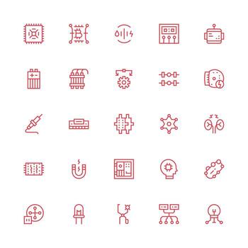 Medium Stroke Outline Icons from Circuit Set with 25 Vectors User Interface Icons for Digital Products