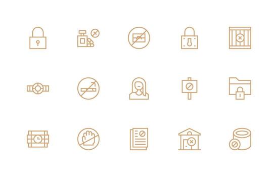 restringido acceso icono conjunto con 15 regular línea gráficos icono colección conjunto vector