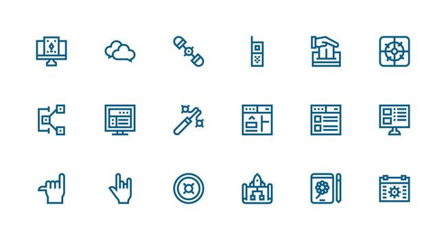 18 Strong Stroke Line Vectors for Interface Theme Core Icon Collection for Daily Tasks