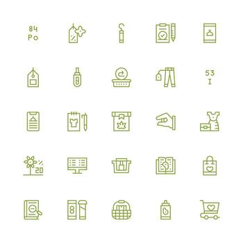 Item Design Icons featuring 25 in Medium Stroke Outline Style Multi-Purpose Icon Set vector