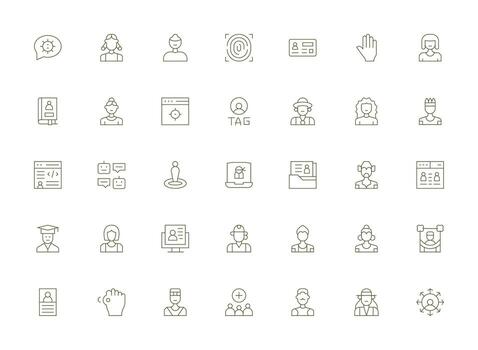 Light Line Style User Icons with 35 Vectors Clear and Concise Icon Set Collection