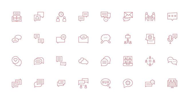 Discussion Icon Collection with 32 Thin Line Designs Clear and Concise Icon Set Collection vector