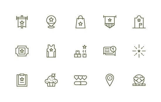 15 íconos para Destacados en regular línea formato ordenado icono conjunto vector
